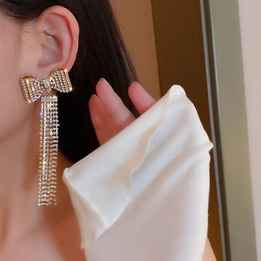 Bow knot earrings fashion jewelry luxury accessories - Picture 2 of 6